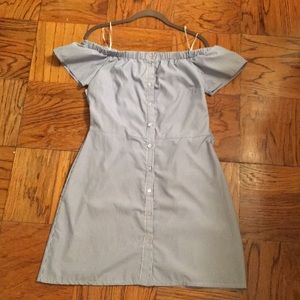 Design Lab Seersucker Off The Shoulder Dress